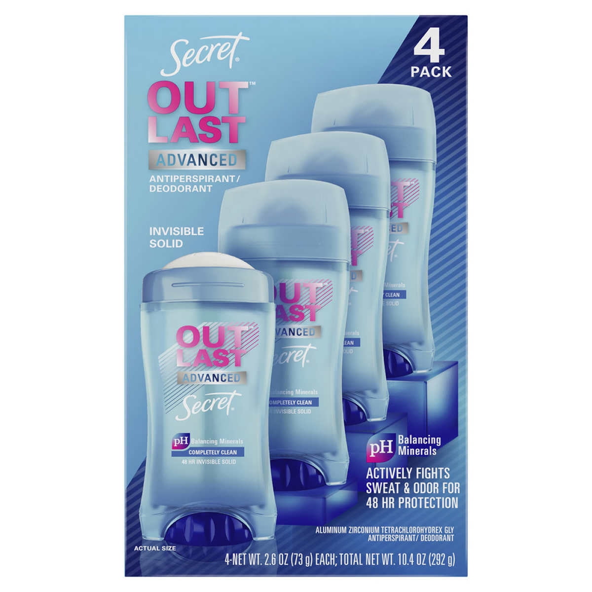 Secret Outlast Advanced Antiperspirant Deodorant, 2.6 Ounce (Pack of 4