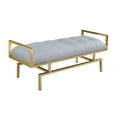thumbnail image 2 of Chic Home Katharine PU Leather Modern Contemporary Tufted Seating Gold tone Metal Leg Bench, Grey, 2 of 2