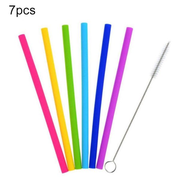 Yannee Reusable Straws Drinking,7 Sets Silicone Drinking Straw with Cleaning Brushes,Colorful