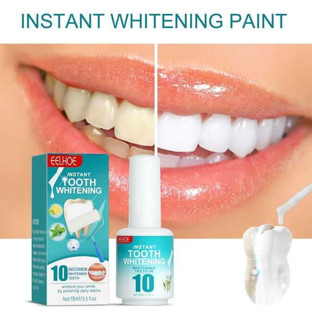 Pintura para dientes, pintura para blanquear los dientes instantánea, pintura para blanquear los dientes instantánea, quitamanchas para blanquear los dientes, esmalte de dientes tenso 15 ml