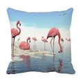 thumbnail image 1 of Funda De almohada ABPHQTO Bandada De Flamencos Rosados En la Playa 40x40 cm, 1 of 1