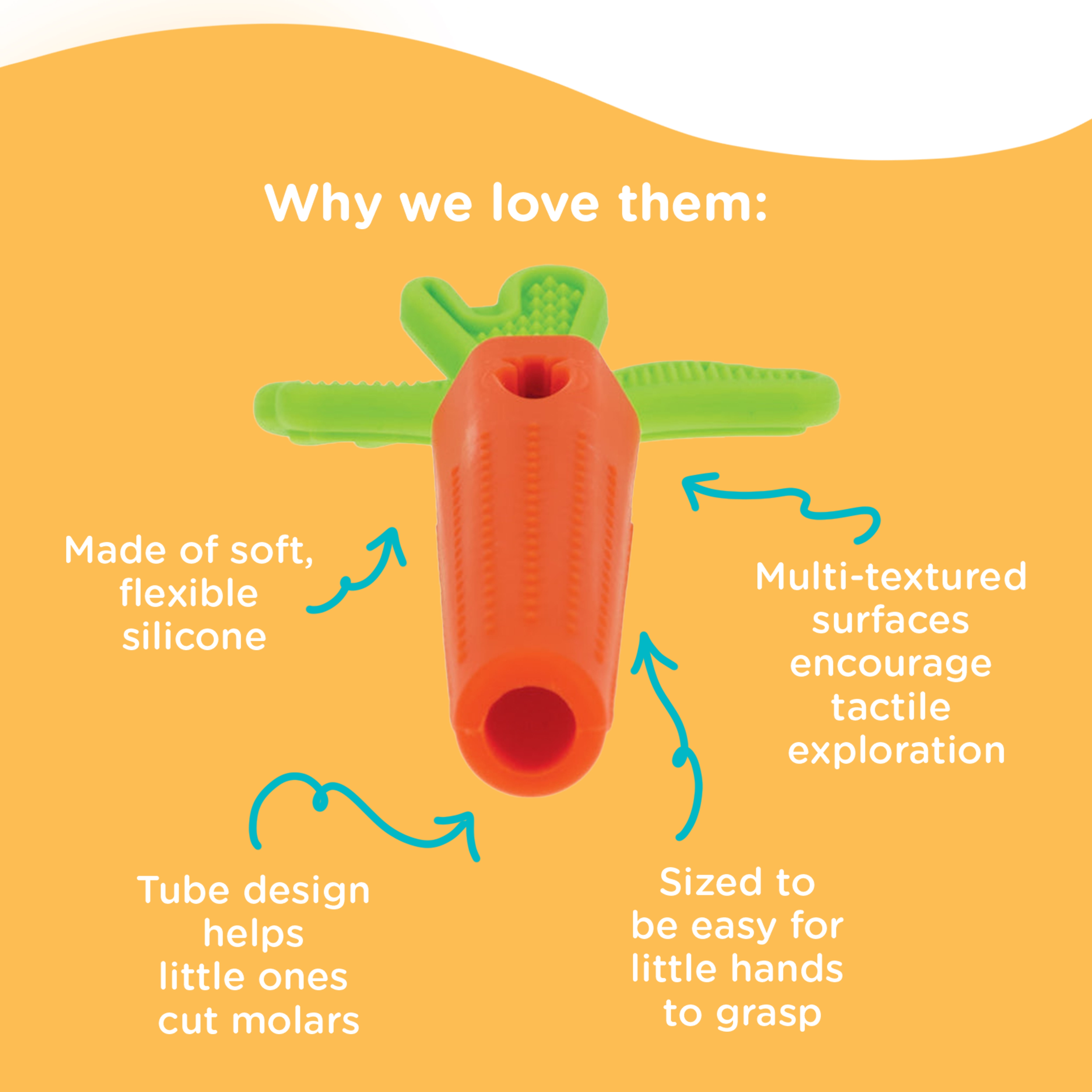 Nuby Silicone Carrot Tube Teether, 3+ Months