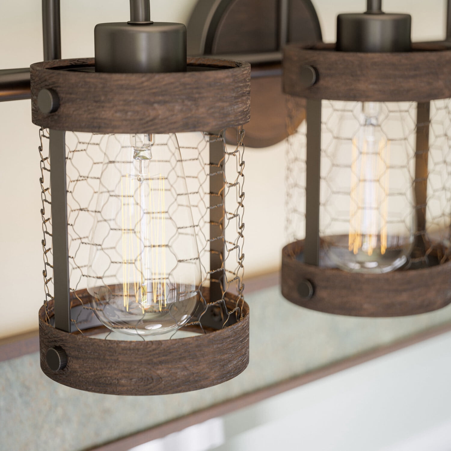 Kenroy Home Cozy 21'' Vanity Light 3-Light Wall Light Fixture Farmhouse Table Light Fixture for Bathroom, Hallway, or Office, Oil Rubbed Bronze