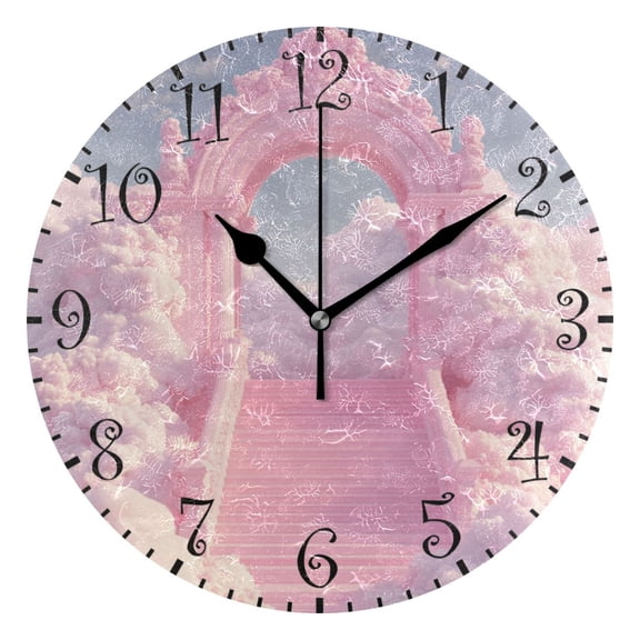 10" Artistic Round Wall Decorative Desk Clock Wall Clock Home Decor Pink Arch