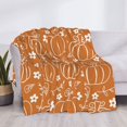 thumbnail image 4 of Throw Blanket for Couch Sofa and Bed, Hand-drawn Pumpkin with Flowers Soft Plush Throw Blanket, Fuzzy Cuteness Comfy Warm Washable Flannel Blanket Throws for All Season, 4 of 8
