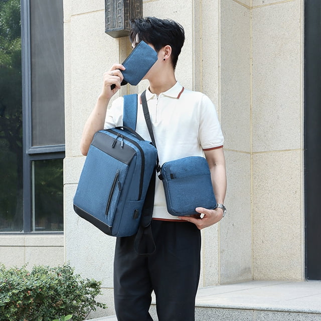 Mochila grande de viaje para portátil para hombre y mujer | Conjunto de 3 piezas con puerto de carga USB | Maleta de mano impermeable para estudiantes de negocios, universitarios y escolares