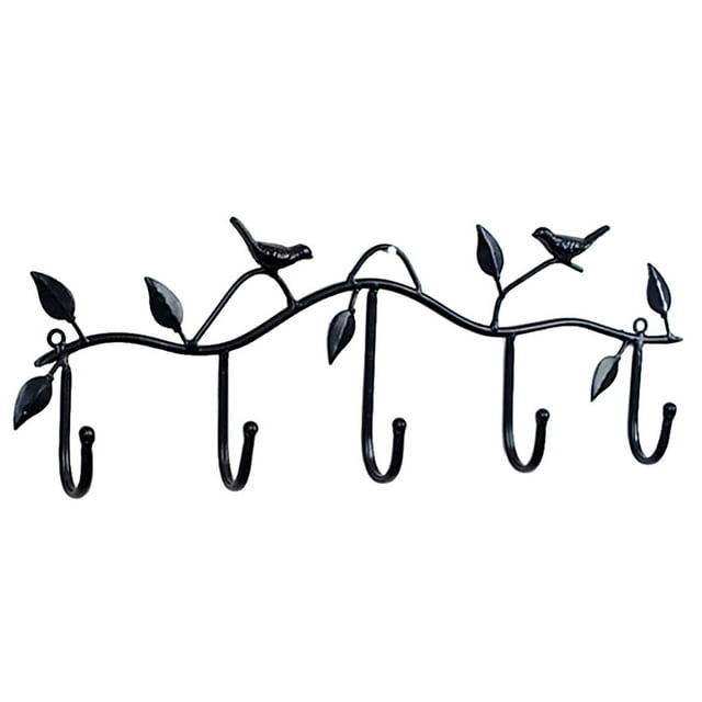 facefd 2 Pieces Clothes Hook Wall Hanger Bird Bathroom Accessories 5 Hooks Metal Coat Hooks Robe