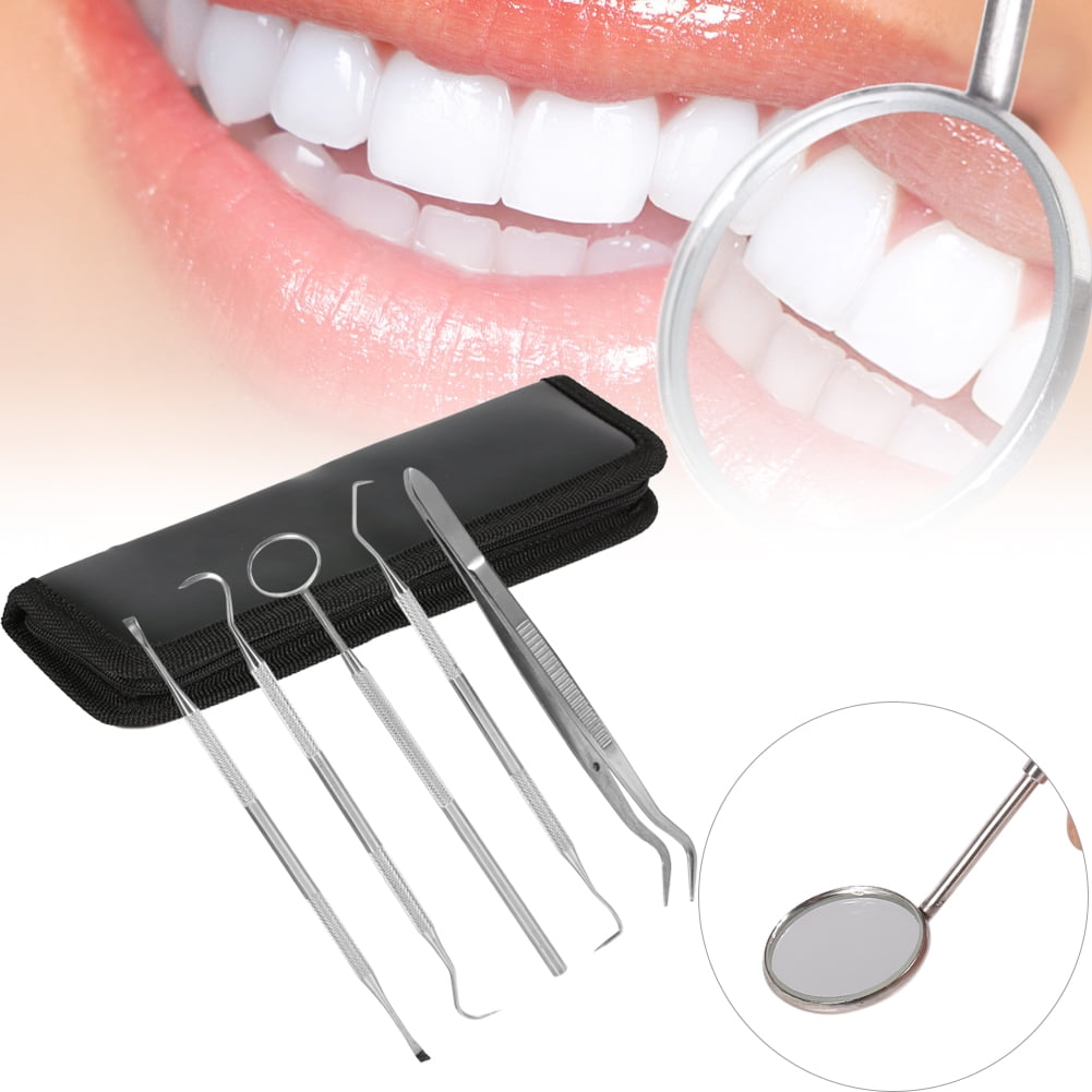 Garosa 5PCS/Set Dental Oral Hygiene Kit Mouth Mirror Sickle Scaler Teeth Care Cleaning Tool With