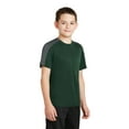 thumbnail image 4 of Sport-Tek Youth PosiCharge Competitor Sleeve Blocked Tee-XS (Forest Green/ Iron Grey), 4 of 6
