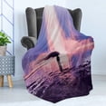 thumbnail image 4 of Fantasy Soft Flannel Fleece Throw Blanket, Trippy Person in Wind Blowing Hair on the Water Serene Artwork, Cozy Plush for Indoor and Outdoor Use, 50" x 60", Pink and Blue, by Ambesonne, 4 of 5