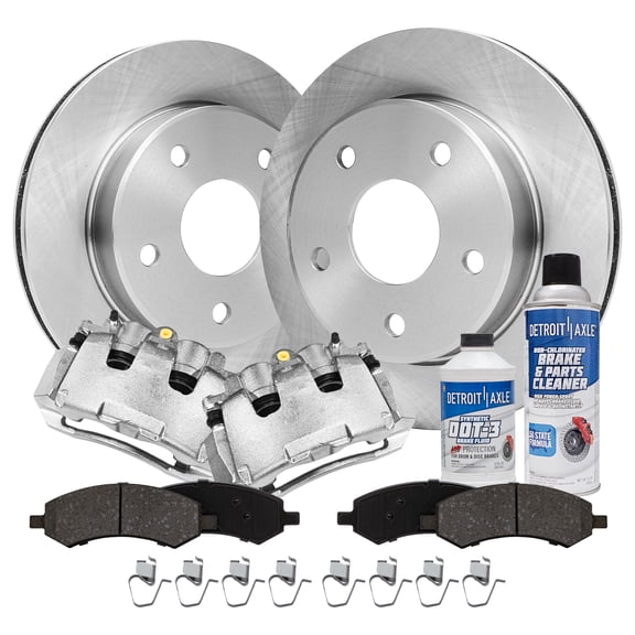 Detroit Axle - Front Brake Kit for 2005-2008 Dodge Dakota 2006-2009 Mitsubishi Raider Disc Brake Rotors Brake Calipers w/Brackets Ceramic Brakes Pads 2007 Replacement
