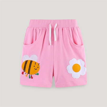 

Kids Cotton Sweat Sport Shorts with Drawstring Soft Jersey Athletic Shorts for Boys and Girls Pink A 4 Years
