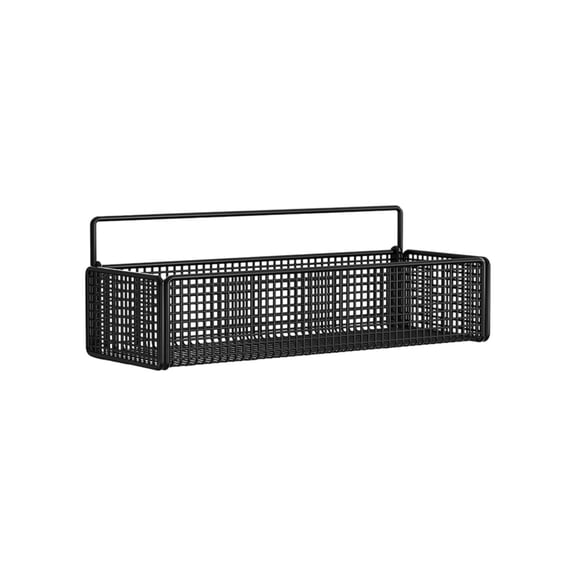 Guodhu No-Drill Wall Shelves Black, Set of Floating Wall Mounted Storage Shelves with Adhesive, Heavy Duty Metal Bracket for Bathroom Kitchen Bedroom Living Room Office Organization(Black)