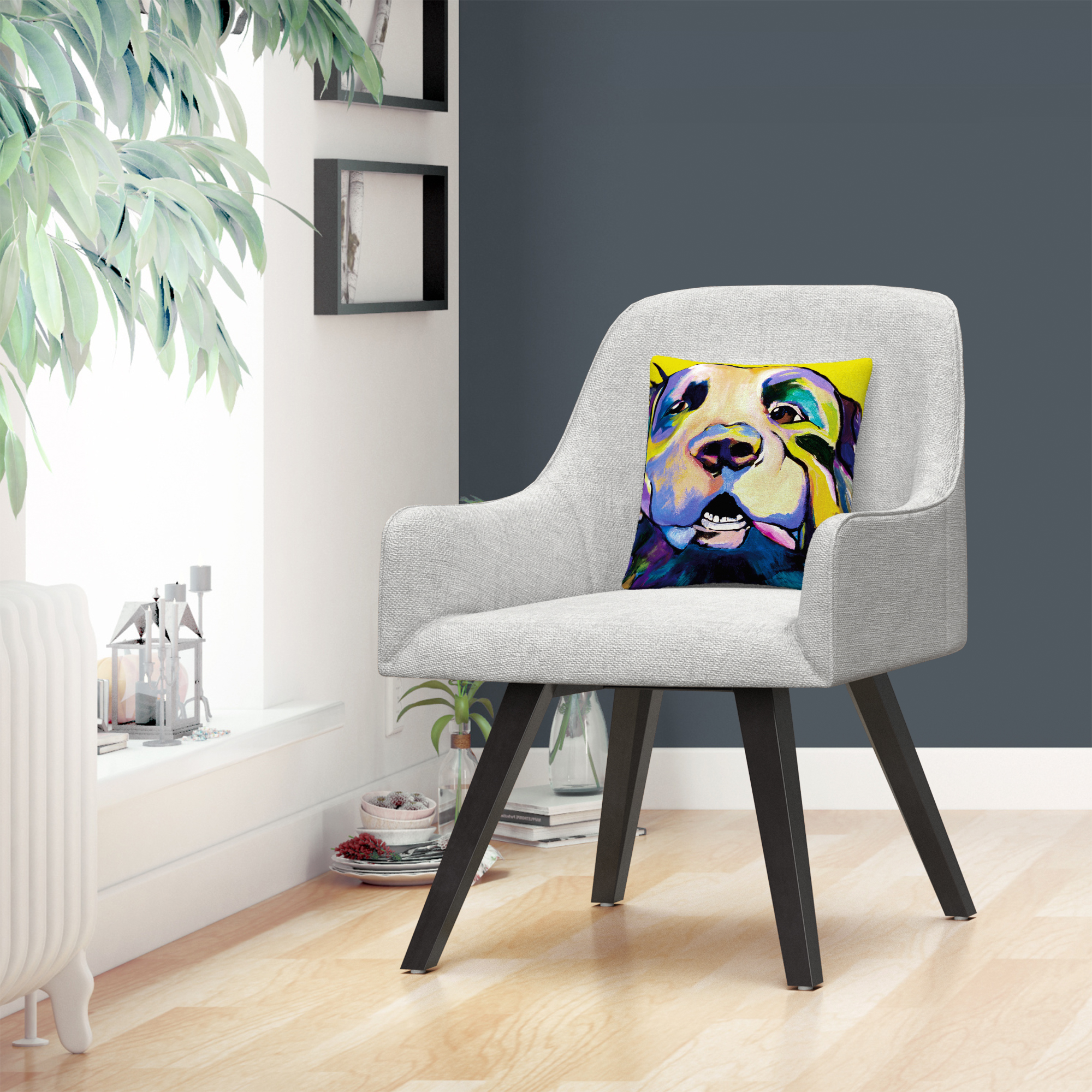 Dog Park Gigolo' Animals Pets Painting Bold By Pat Saunders-White 16 X 16 Decorative Throw Pillow