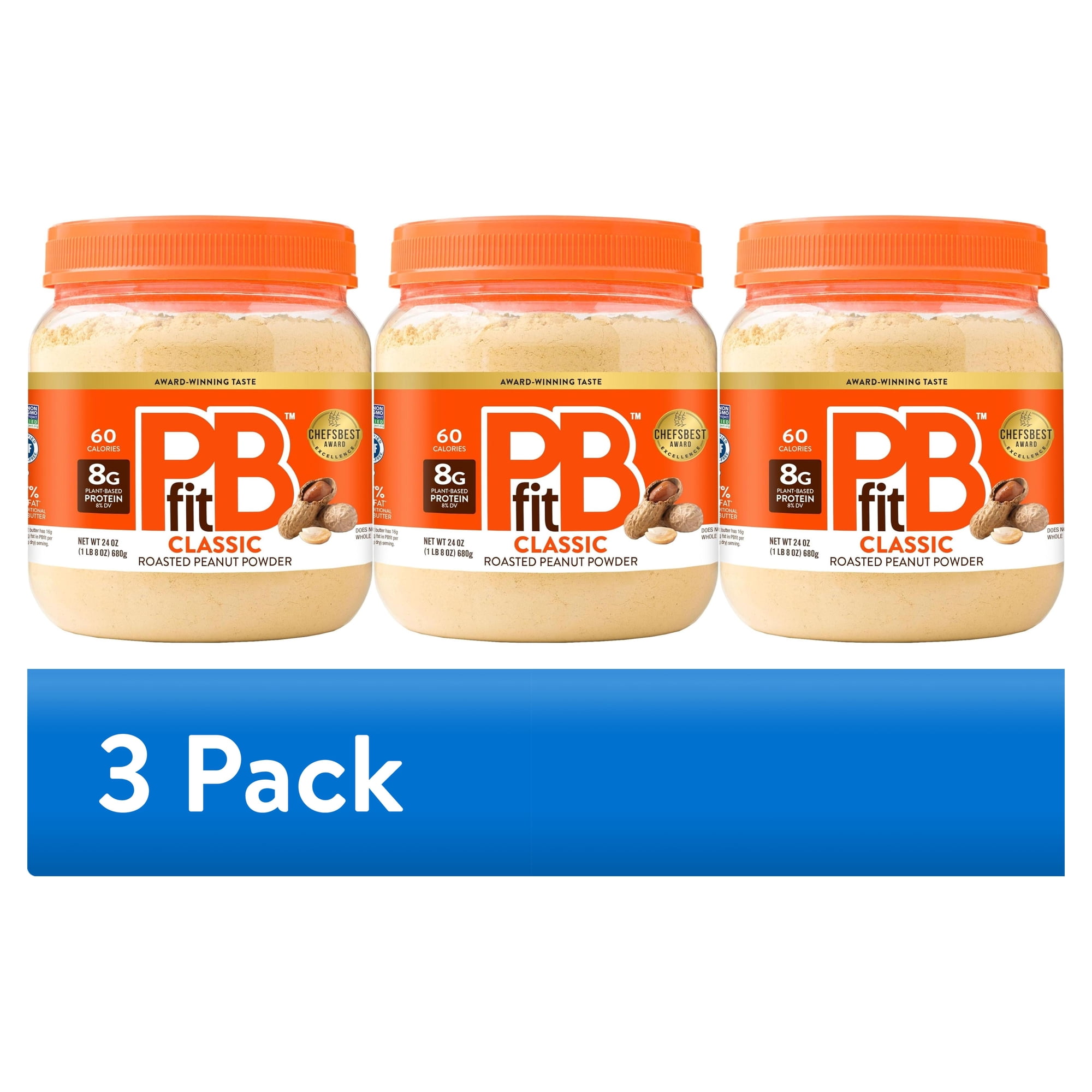 (3 pack) PBfit Peanut Butter Powder, 24 oz
