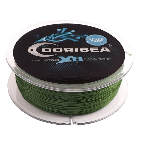 DORISEA 8 Strands 100% PE Braided Extreme Multifilament Fishing Wire Line,NEVER FADE Low-vis Green