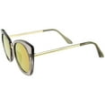 thumbnail image 3 of sunglassLA - Women's Crystal Frame Colored Mirror Flat Lens Round Cat Eye Sunglasses - 52mm, 3 of 4