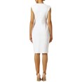thumbnail image 3 of INSPIRE CHIC Women's Sheath Dress Pleated Neck Pencil Wear-to-Work Dresses XL White, 3 of 6