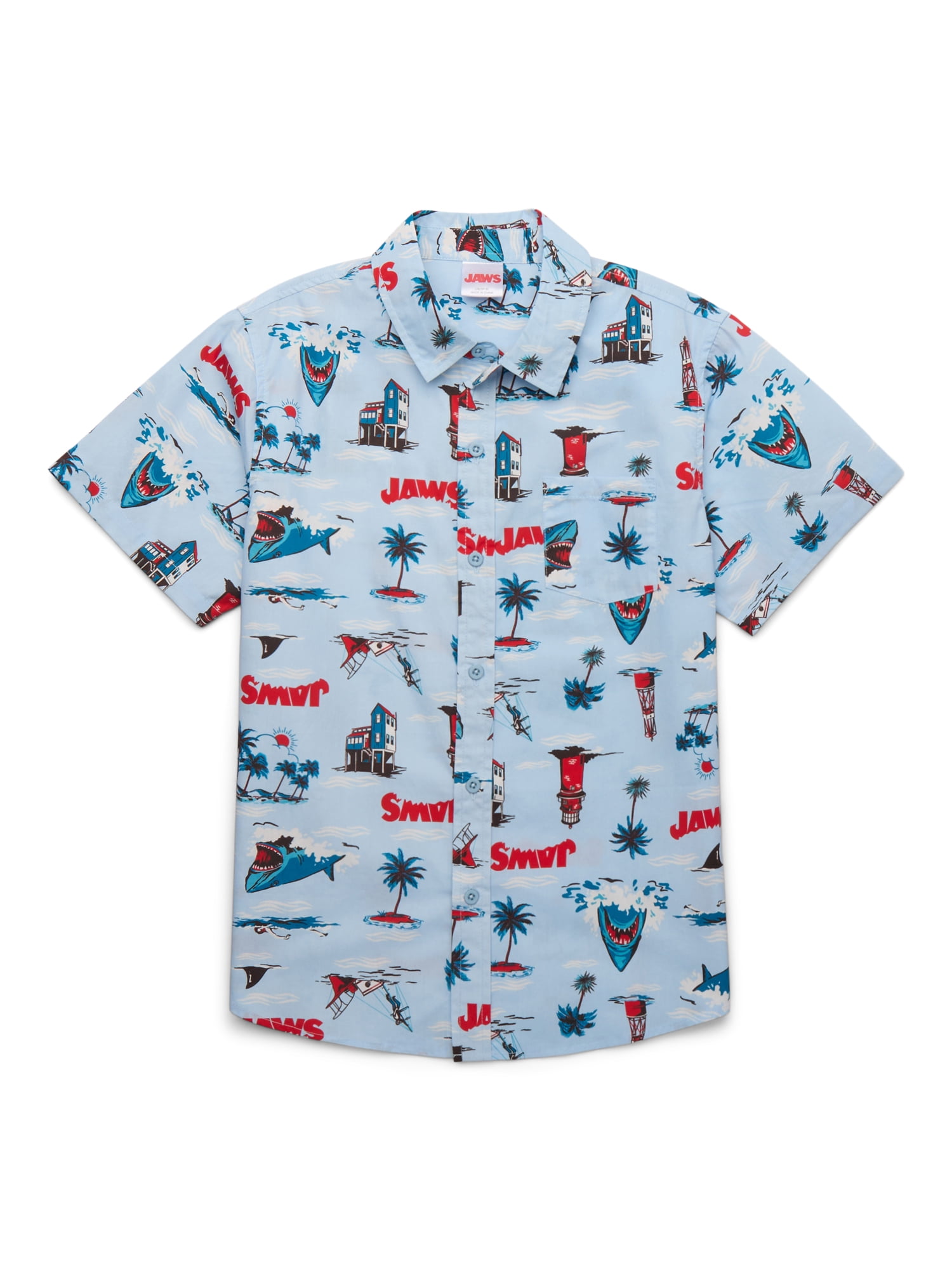 Jaws Boys' Print Button Up Shirt, Sizes 4-18