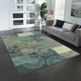 thumbnail image 2 of Mainstays Transitional Medallion Block Teal Print Indoor Area Rug for Home Decor, 7' x 10', 2 of 7