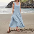 thumbnail image 4 of Susanny Sexy Summer Dresses for Women Club Night Cotton Linen Flowy Maxi Maternity Dress Boho Tank Ankle Length Dresses Floral Sleeveless Sun Dresses 2023 with Pockets Blue 5XL, 4 of 7