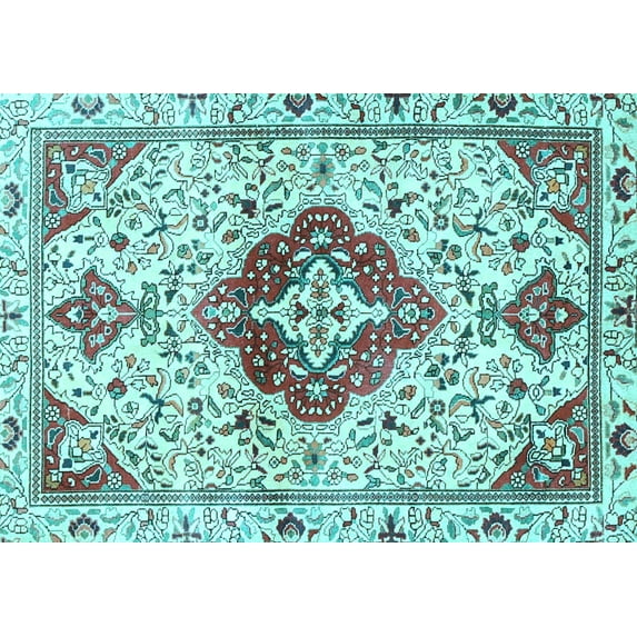 Ahgly Company Indoor Rectangle Persian Light Blue Traditional Area Rugs, 3' x 5'