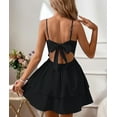 thumbnail image 3 of xxxiticat Women's Tie Back Spaghetti Strap Skater Mini Dress Tiered Ruffle Fit and Flared A Line Sexy Cute Short Party Dress BL-XS, 3 of 4