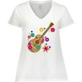 thumbnail image 3 of Inktastic Acoustic Guitar with Colorful Flowers Women's Plus Size V-Neck T-Shirt, 3 of 5