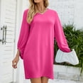 thumbnail image 2 of SWSMCLT Women's Fashion Loose Spring Casual Short Dress Summer Sundress Fitted Elegant 3/4 Sleeve Dresses Rose Large, 2 of 4