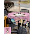 thumbnail image 4 of Pink Easter Outdoor Tablecloth - 60x60 Inch Square Dining Table Cover, Easter Bunny Eggs Spring Cartoon Farmhouse Wood Grain Waterproof Outdoor Table Cloth with Umbrella Hole & Zipper for Patio, 4 of 7