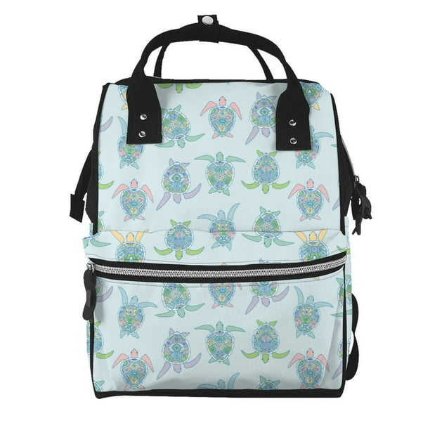 Disketp Sea Turtle Mochila de Pañales de Gran Capacidad con Múltiples Bolsillos, Mochila de Viaje Multifuncional para Bebé, Unisex, Moderna y Resistente
