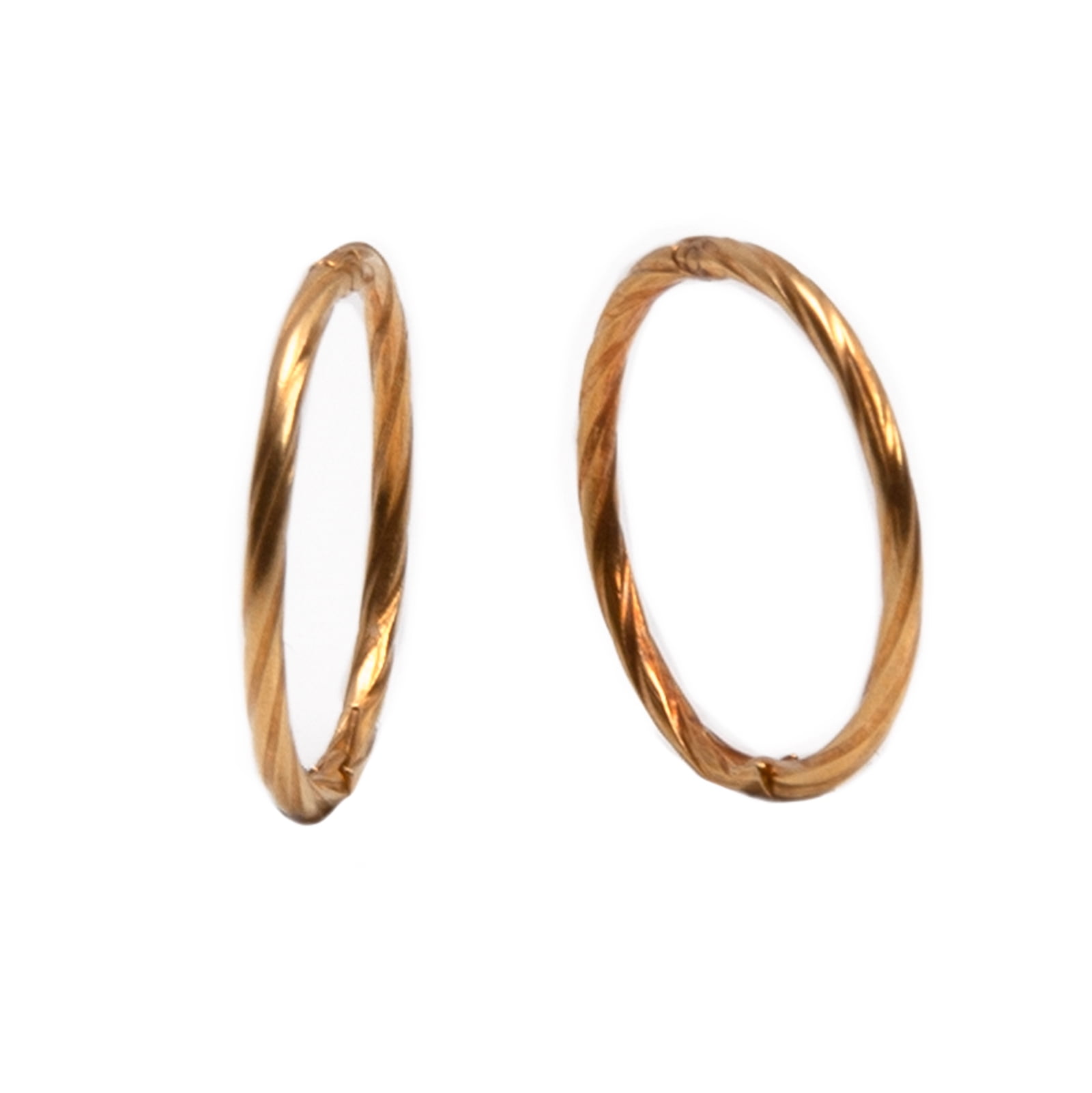 Sterling Silver Sleeper Earrings 14mm Hinged Hoops with Twist Design 22k Gold Plated