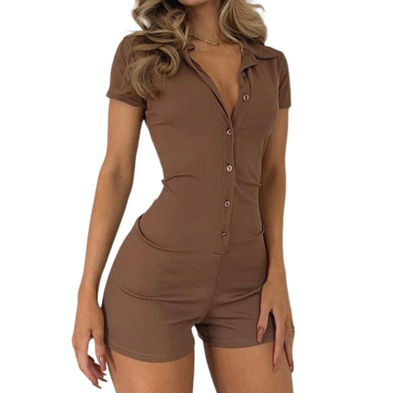 Summer Clothes for Women Solid Color Sexy Bodysuit for Home