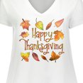 thumbnail image 4 of Inktastic Happy Thanksgiving Fall Leaves in Autumn Colors Women's Plus Size V-Neck T-Shirt, 4 of 5