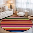 thumbnail image 2 of Round Area Rugs 6Ft, Mexican Style Non-Slip Washable Circle Rugs Carpet, Colorful Mexico Stripes Pink Red Indoor Outdoor Rug Floor Mats Throw Runner for Bedroom Living Room Bathroom, 2 of 8