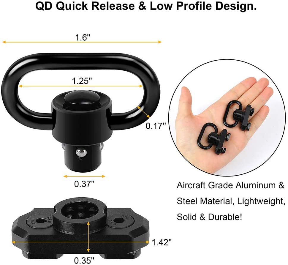Quick release QD mount sling swivel for seperating alloy buc FL