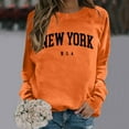 thumbnail image 2 of Shadoumai New York Sweatshirt For Women Crewneck Usa Print Shirts Long Sleeve Pullover Fall Winter Tops Loose Fit Shirts, 2 of 6