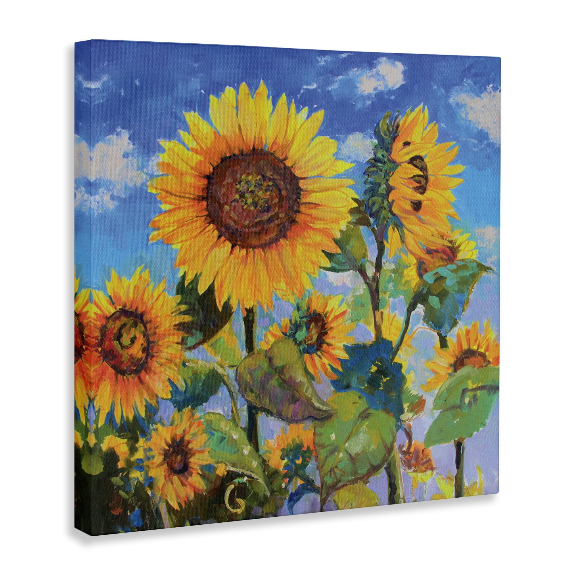 Stupell Industries Lost Acres Sunflowers Plants & Flowers Painting Wrapped Canvas Art Print Wall Art, 24 x 24