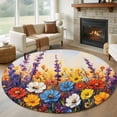 thumbnail image 3 of Spring Floral Round Area&nbsp;Rug 5ft Vintage Lavender Oil Painting Flower Non-Slip&nbsp;Washable Circle Rugs Soft Felt Indoor Floor Mat for Bedroom Kitchen Living Room Bathroom, 3 of 9