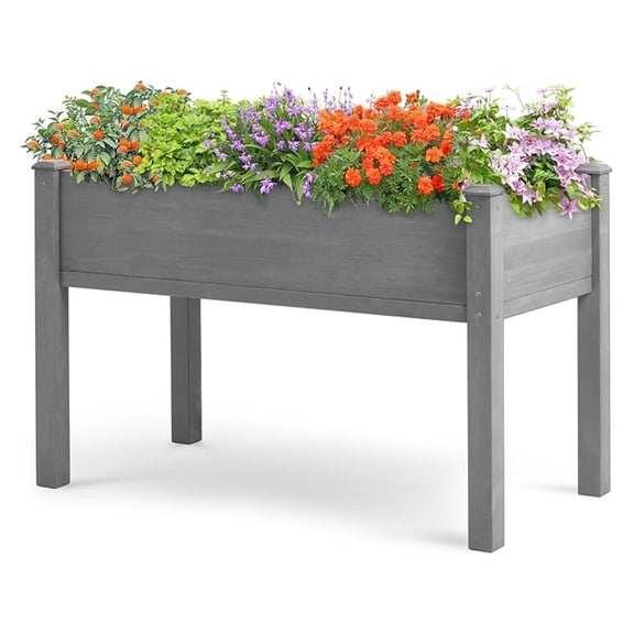 Raised Garden Bed with Legs, 48x24x30'', Outdoor Wood Elevated Planter Box, Thick Legs, w/Liner