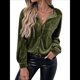 thumbnail image 1 of Cárdigan de Terciopelo de Larga de Invierno para Mujer, Blusa Informal con Botones, Blusas para Mujer Rojo L, 1 of 9