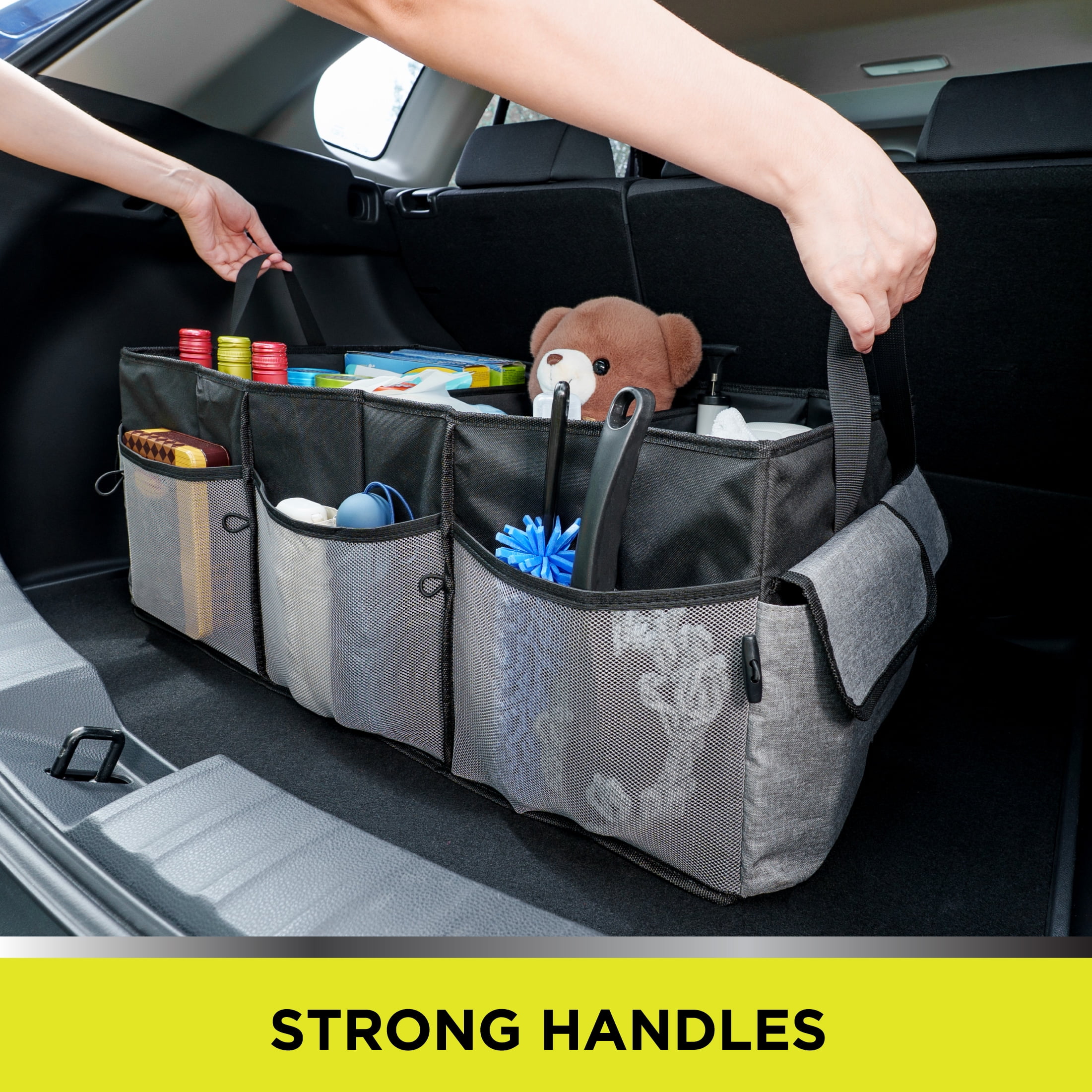 Auto Drive Super Jumbo Trunk Collapsed Organizer for Car ,3 Compartments 26.77x16.33x11.22"