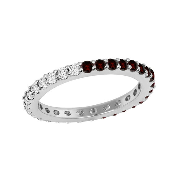 2mm Round Shape Garnet 925 Sterling Silver Eternity Mother's Day Gift Ring