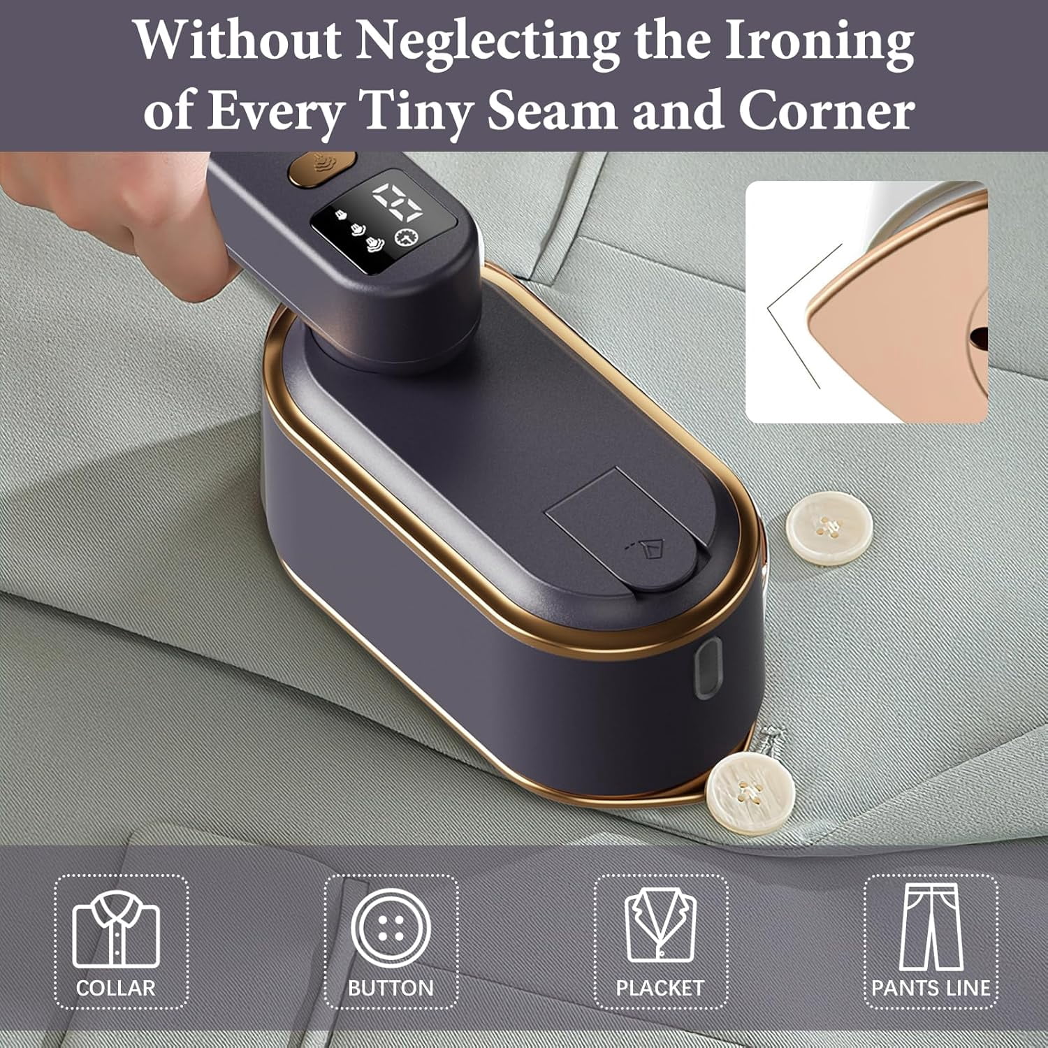 Travel Steamer for Clothes,1200W Portable Iron,10s Heat Up,Steamer ＆ Iron 2 In 1, Travel Size,Large Ceramic Heat Panel