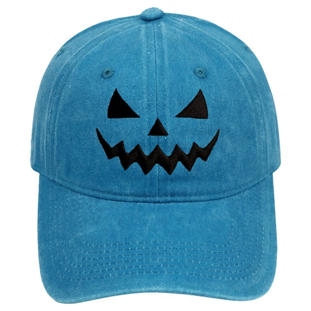 Visière pour Femmes et Hommes Citrouille Brodée Lavée Rétro Douce Chapeau de Baseball Halloween Personnalité Hommes et Femmes Chapeau de Soleil Décontracté