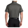 thumbnail image 2 of Mens Short Sleeve Superpro Twill Oxford Cotton/Polyester Button Down Shirt Sterling Grey 2X-Large, 2 of 6