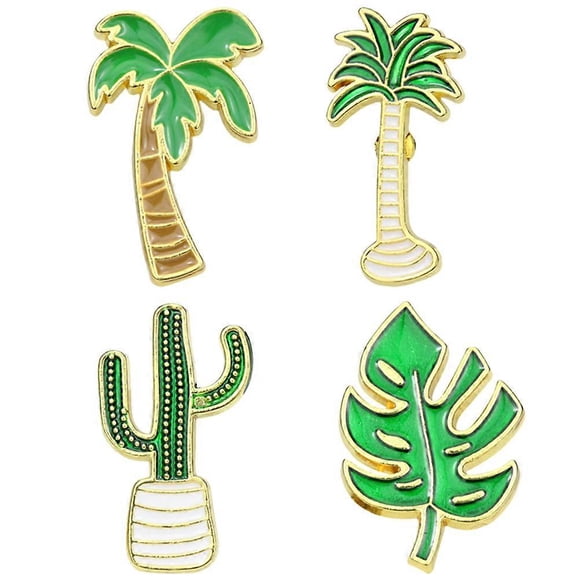 4pcs Adorable Tree Shape Brooches Fashion Breastpins Simple Clothes Accessories