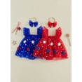 thumbnail image 3 of Lairauiy Baby Girls Independence Day Romper Dress 3 6 9 12 18 Months Flying Sleeve Star Embroidery Mesh Bodysuit with Headband for 4th of July, 3 of 9