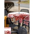 thumbnail image 5 of Outdoor Tablecloth with Umbrella Hole for Patio/Picnic/Party/Camping, Ocean Red Octopus Waterproof Table Cloth Square Cover Washable, Coastal Coral Beach Nautical Starfish (60"x 60"), 5 of 8