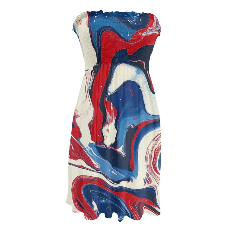 Athletic Dress For Women, 4Th Of July Strapless Dress Pleated Beach Boho Smocked Tube Top Dress Two Piece Sets Women Dressy Cut Out Graduation Dress Formal Dresses Short (XXL, Red) ZMTing - Athletic Dress For Women, 4Th Of July Strapless Dress Pleated Beach Boho Smocked Tube Top Dress Two Piece Sets Women Dressy Cut Out Graduation Dress Formal Dresses Short (XXL, Red) ZMTing -